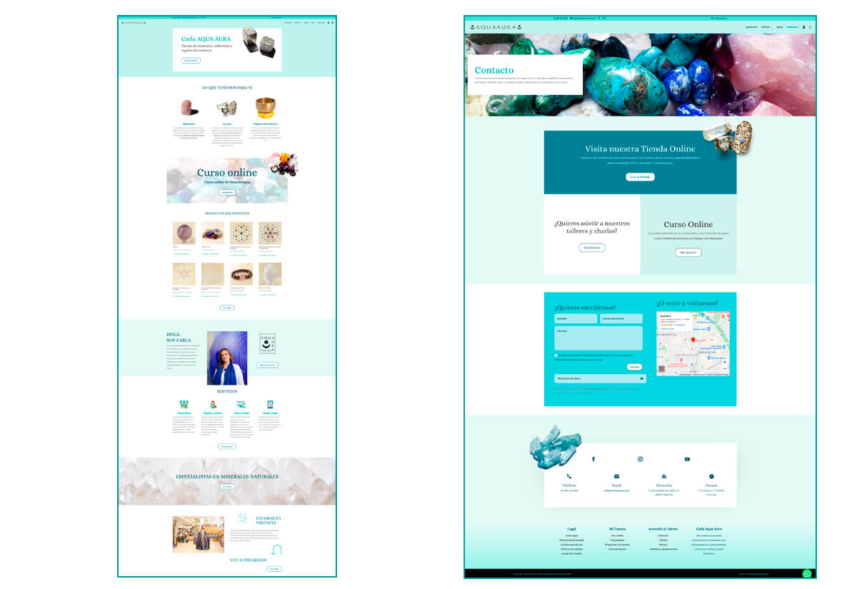 Diseño Home y página de Contacto de Carla Aqua Aura