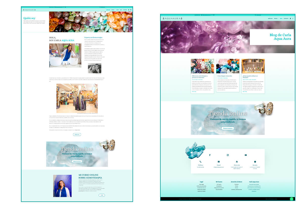 Diseño páginas Bio y Blog de la web de Carla Aqua Aura