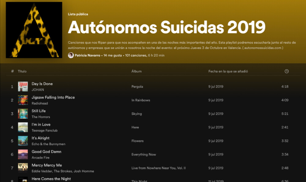 Autónomos Playlist Spotify Patri Navarro